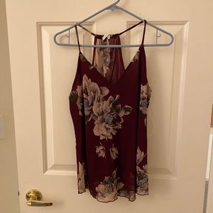 Floral cami top with mesh back